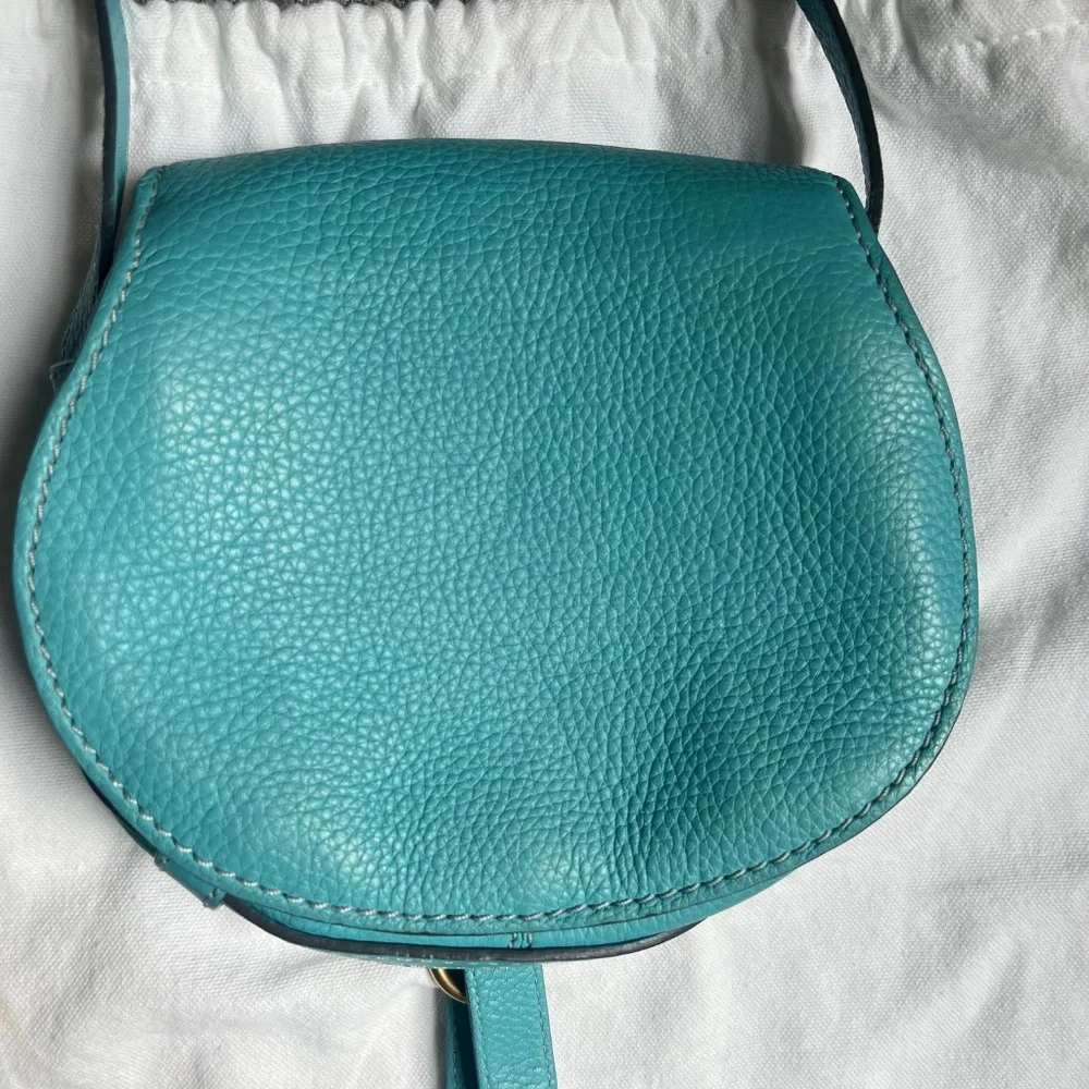 Chloe Light Blue Leather Mini Marcie Crossbody Bag Turquoise Summer Bag - Picture 4 of 15